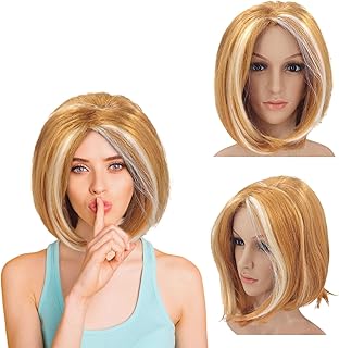 UILYNIU Ginger Wig, 1990\'s Fancy Dress Wig for Women Girls, 1990s Dress Up Costumes Accessories, Ginger Wig with Blonde Streaks, Adult Dress Up Wigs For Halloween Carnival Cosplay Party Wigs (Ginger)
