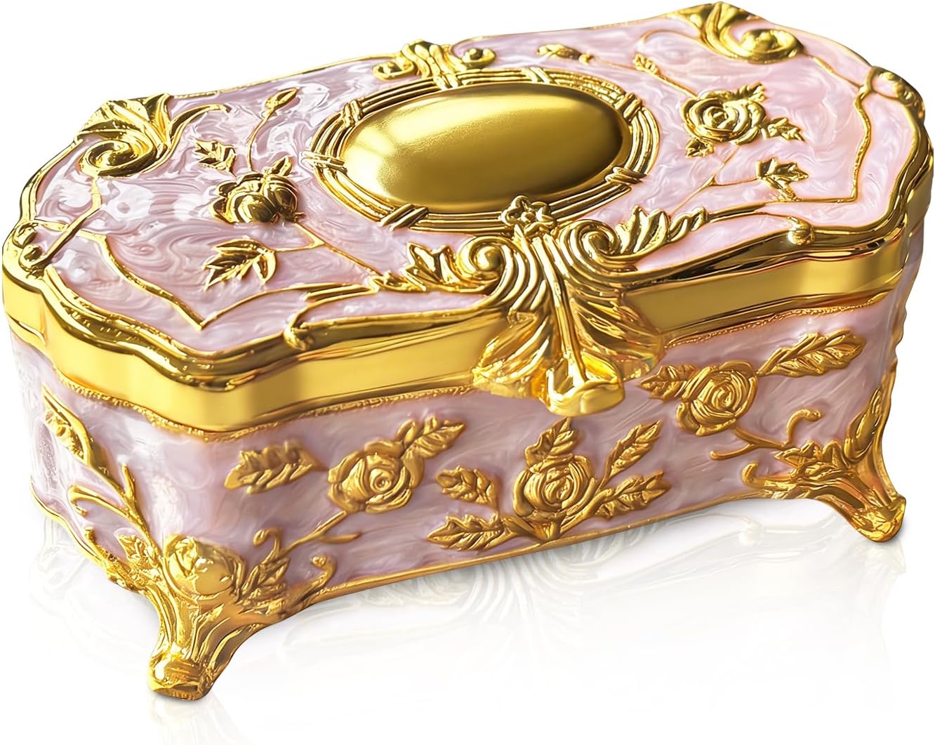 Small Vintage Purple Metal Rectangular Jewelry Box