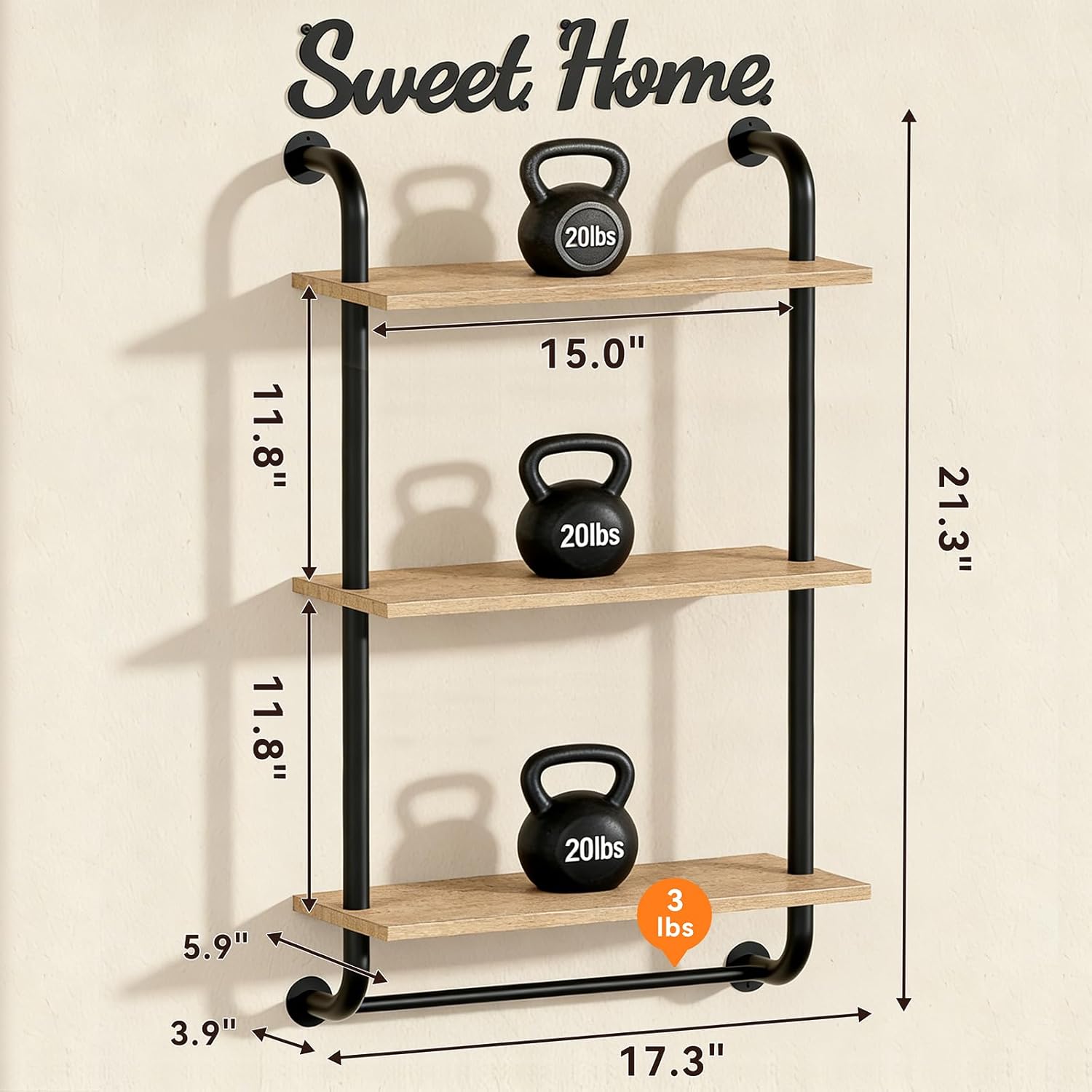 Bathroom Shees Wall Mounted, Rustic Farmhouse Pipe Shees,