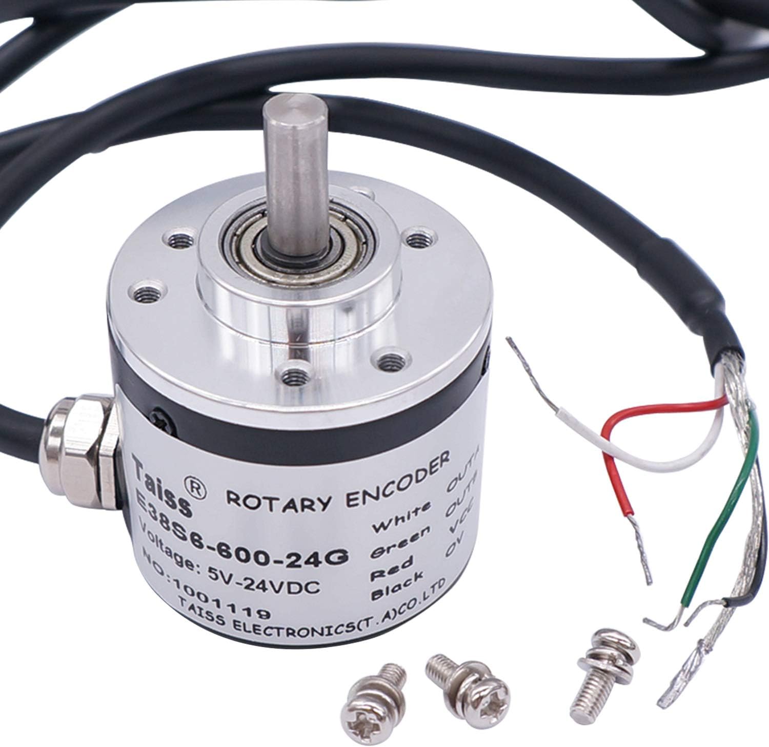 Taiss/Incremental Rotary Encoder DC 5-24v Wide Voltage Power Supply 6mm Shaft Optical AB 2 Phase Quadrature Encoder for Arduino 600P/R