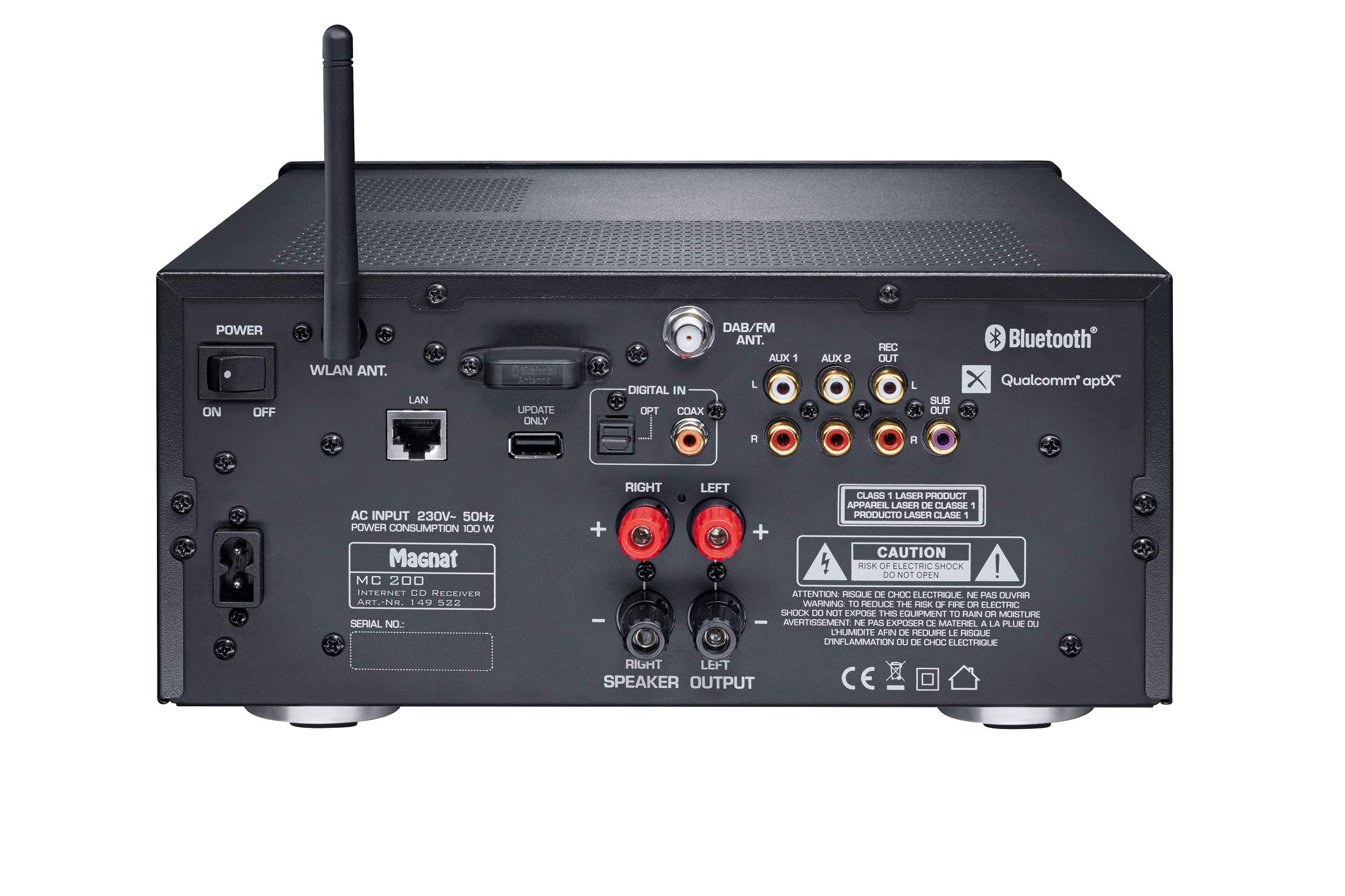 Magnat MC 200, schwarz - kompakter Stereo-Netzwerk-Receiver mit hochwertiger Aluminium-Front und zahlreichen Streaming-Funktionen