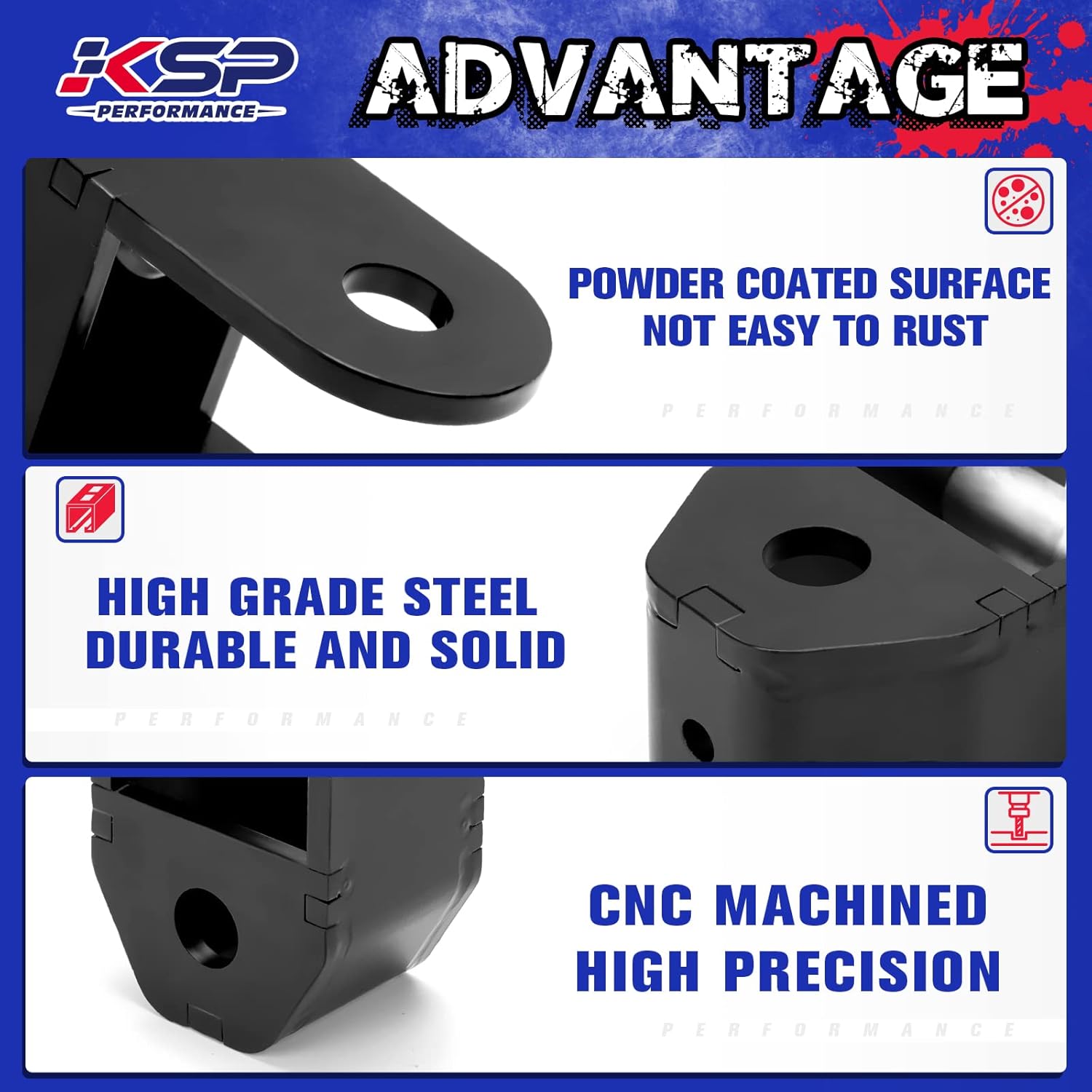 KSP Rear Silverado Shock Extender Compatible with Chevy/GMC Lifting for 2-4" in back, Shock Extension for 1999-2024 Silverado Sierra 1500 2WD/4WD 2-4 inch Rear Lifted, 2PC Black Powder Coated Bracket