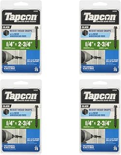 Tapcon 0.6 x 6.4cm(1/4 x 2-3/4인치) 블랙 육각 헤드 콘크리트 앵커, 300개, 부식 방지 Climaseal™ 코팅, 튼튼한 콘크리트 및 석조 나사, 우수한 고정 강도, 드릴 비트 포함