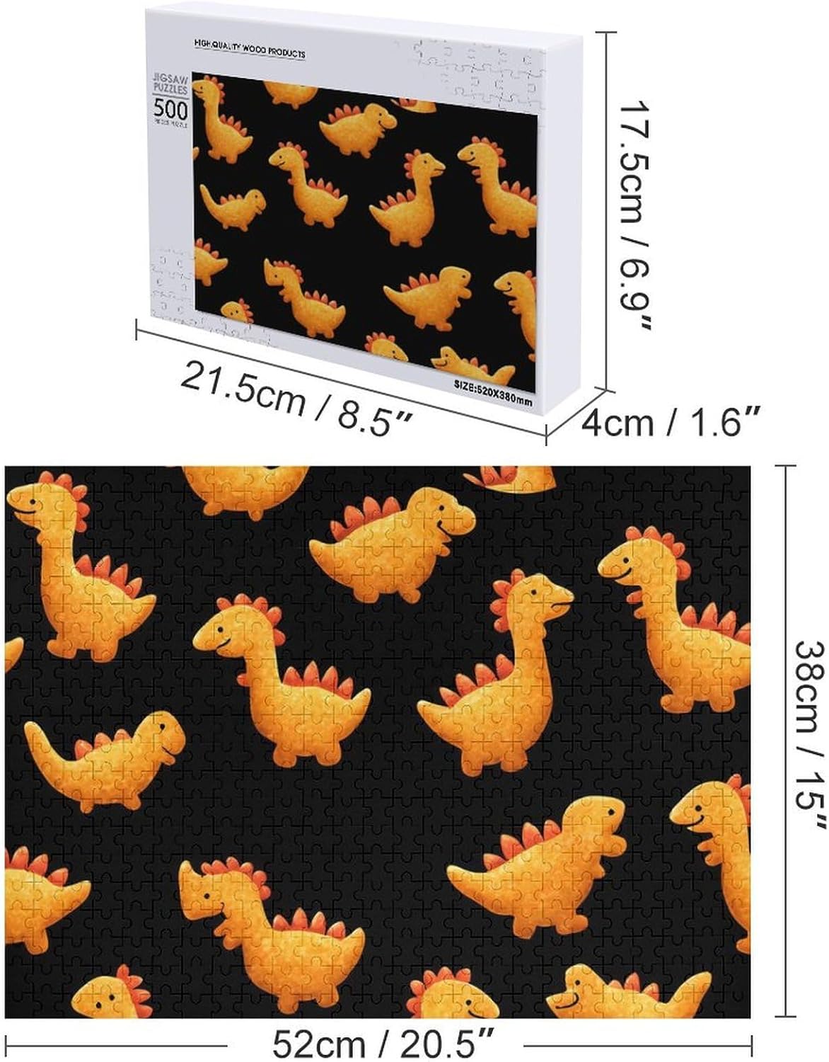 Dinosaur Chicken Nuggets Puzzles for Adults 500 PCS Wooden Jigsaw Puzzle Wall Decor Christmas