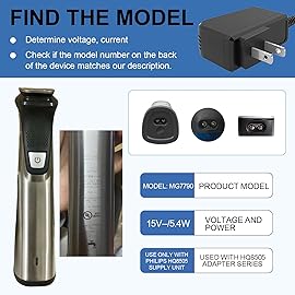 Xxszhy 15V Charger Cord Fit for Philips Norelco HQ8505 3000 5000 6000 7000 9000 Series,Multigroom MG5750 MG7750 MG7770 MG7790 QP6531 BG7030 BG7040 BG5025 S9987 Shaver Trimmer Power Cord