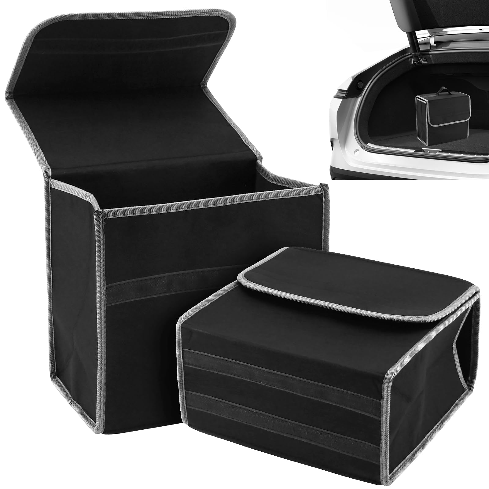 2 borse pieghevoli per bagagliaio auto, organizer per bagagliaio, borsa portaoggetti pieghevole nera per riporre attrezzi, 30 x 29 x 17 cm