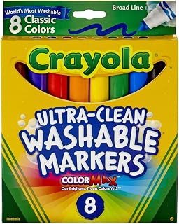 Crayola® Ultra-Clean Washable Color Markers, Broad Tip, Assorted Classic Colors, Box Of 8