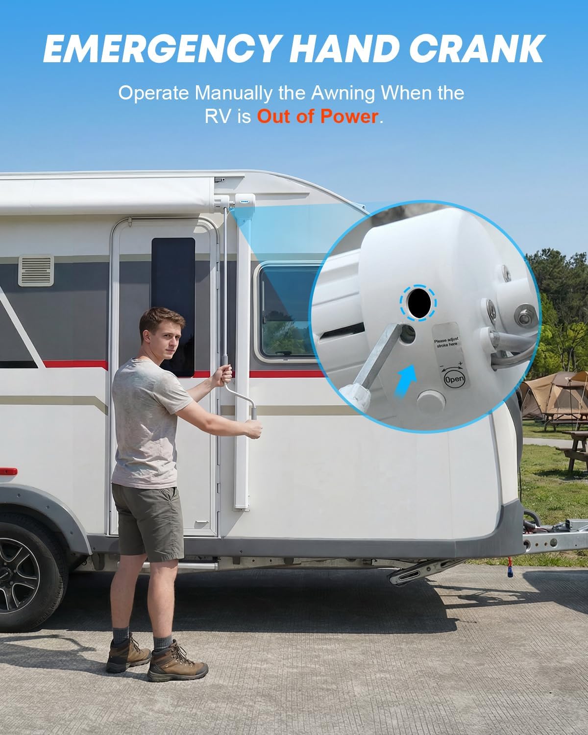 Kohree Motorized RV Awning Complete Kit, Retractable Electric Camper Awning for RV,Trailers,5th Wheel,Motohome RV Trailer Awning for Camper or Home (16Ft, White Frame)
