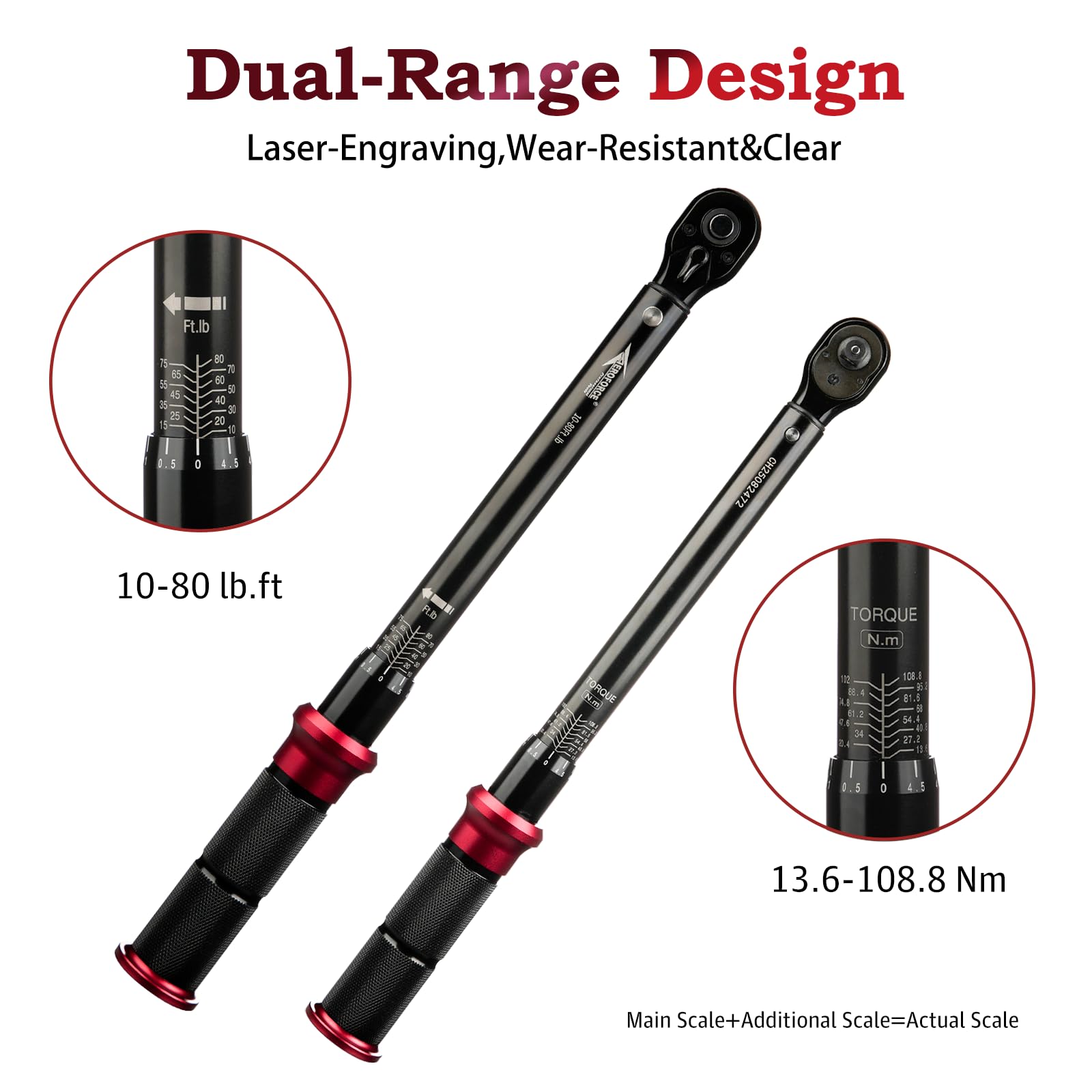 AEROFORCE Clé dynamométrique 3/8" (13,6-108,8 Nm), 72 dents ± 3 % CW Précision de couple professionnelle pour vélo, moto et voiture