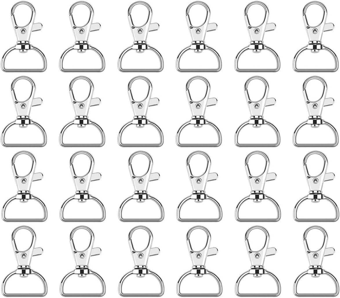 Swivel Clasp Hooks 50 PCS Metal Lobster Claw Clasps with Key Chain Rings for Making Snap Tabs (50 PCS D Rings)