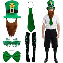 St. Patrick's Day Leprechaun Costume Set for Adults,Irish St. Patty's Party Fancy Dress Outfit for Parade Festival