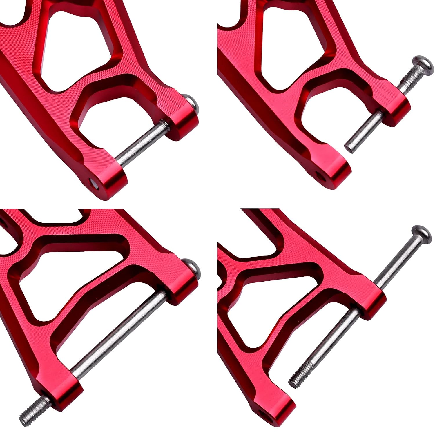 4PCS Aluminum Front & Rear Suspension A-Arms Set and Tie Bar for 1/10 Traxxas Slash 2WD Upgrades Parts, Replacement of 2555 3631 2532 (Red)