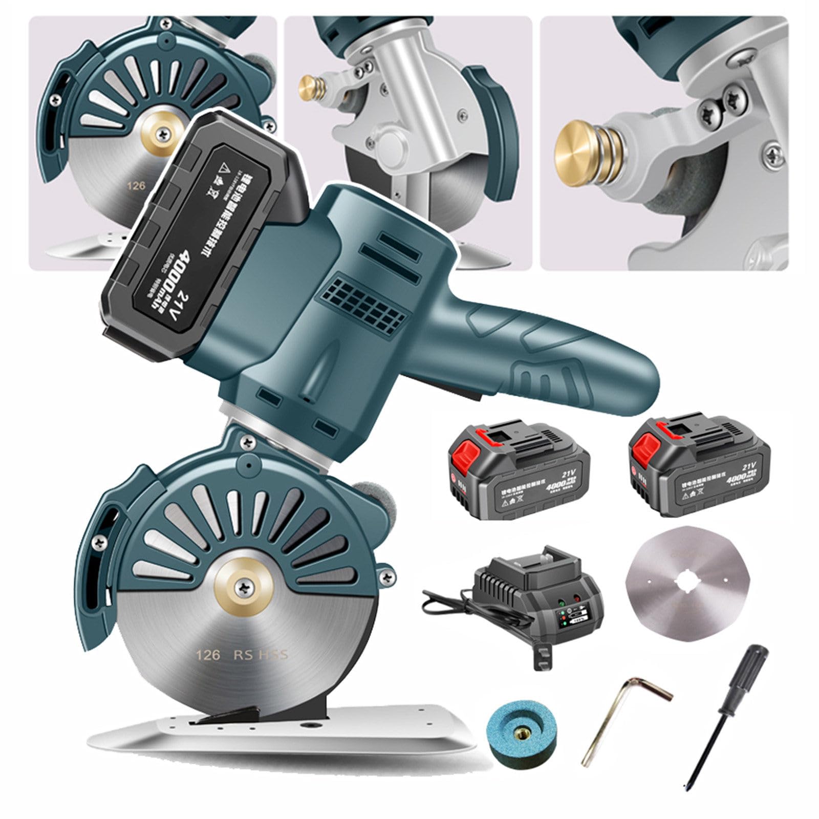 Cortador eléctrico giratorio de tela, máquina de corte de tela inalámbrica con afilado automático para cortar tela, cuero y alfombras