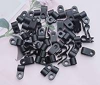 Vista 2 de SOWAKA 50 abrazaderas de cable 1/4 negro tipo R de nailon para montaje de cable de montaje de cable, clips para montaje de cables, gestión de tubos