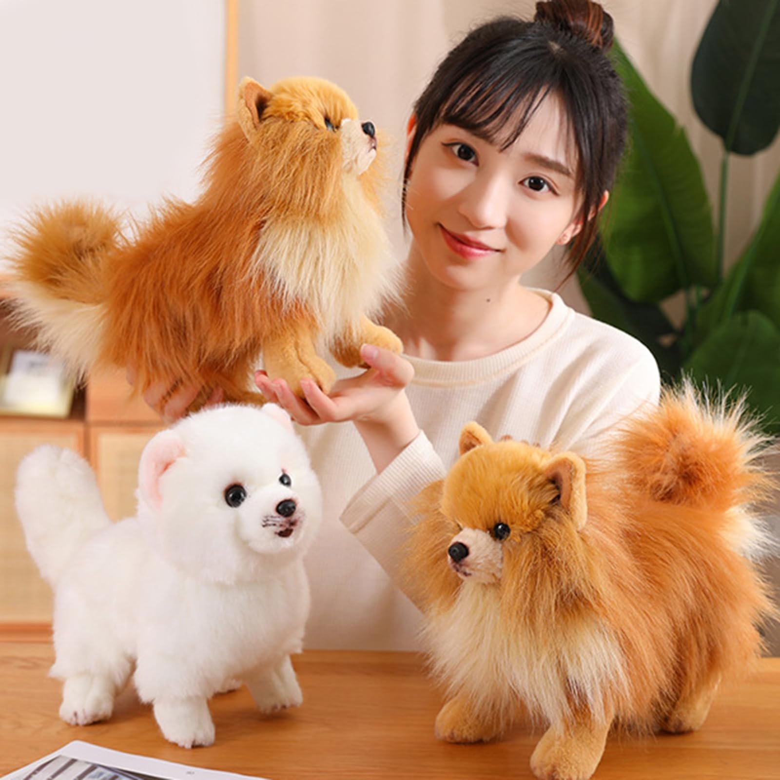 Generisch Empatía edificio, juguete de peluche suave para perro, vínculo familiar, muñeca de compañía, figura de confort pomerania realista, perro de peluche