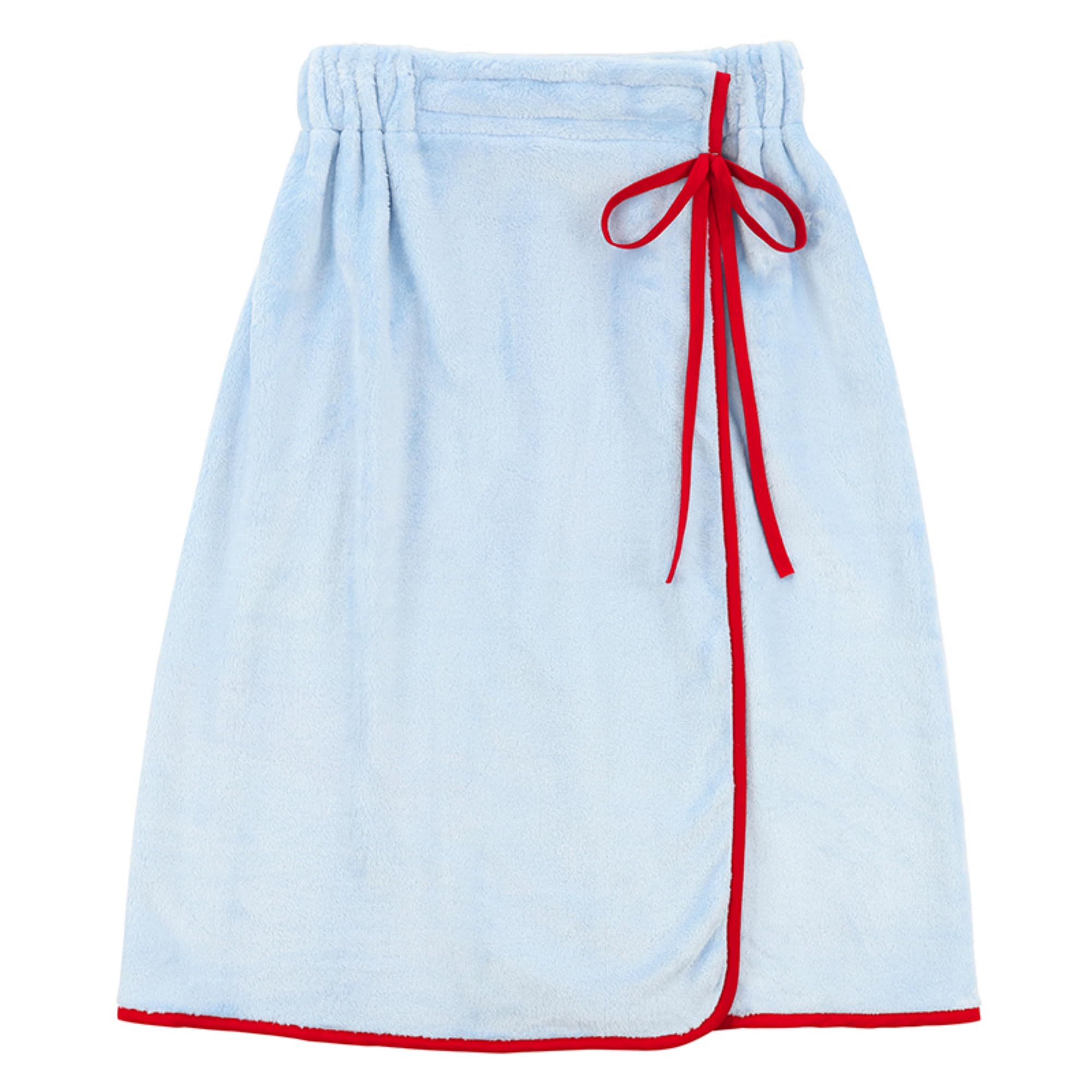Bella Sleep + Spa Women's Ultra Soft Plush Luxury Spa Shower Bath Wrap with Adjustable Closure, One Size, Light Blue/Red