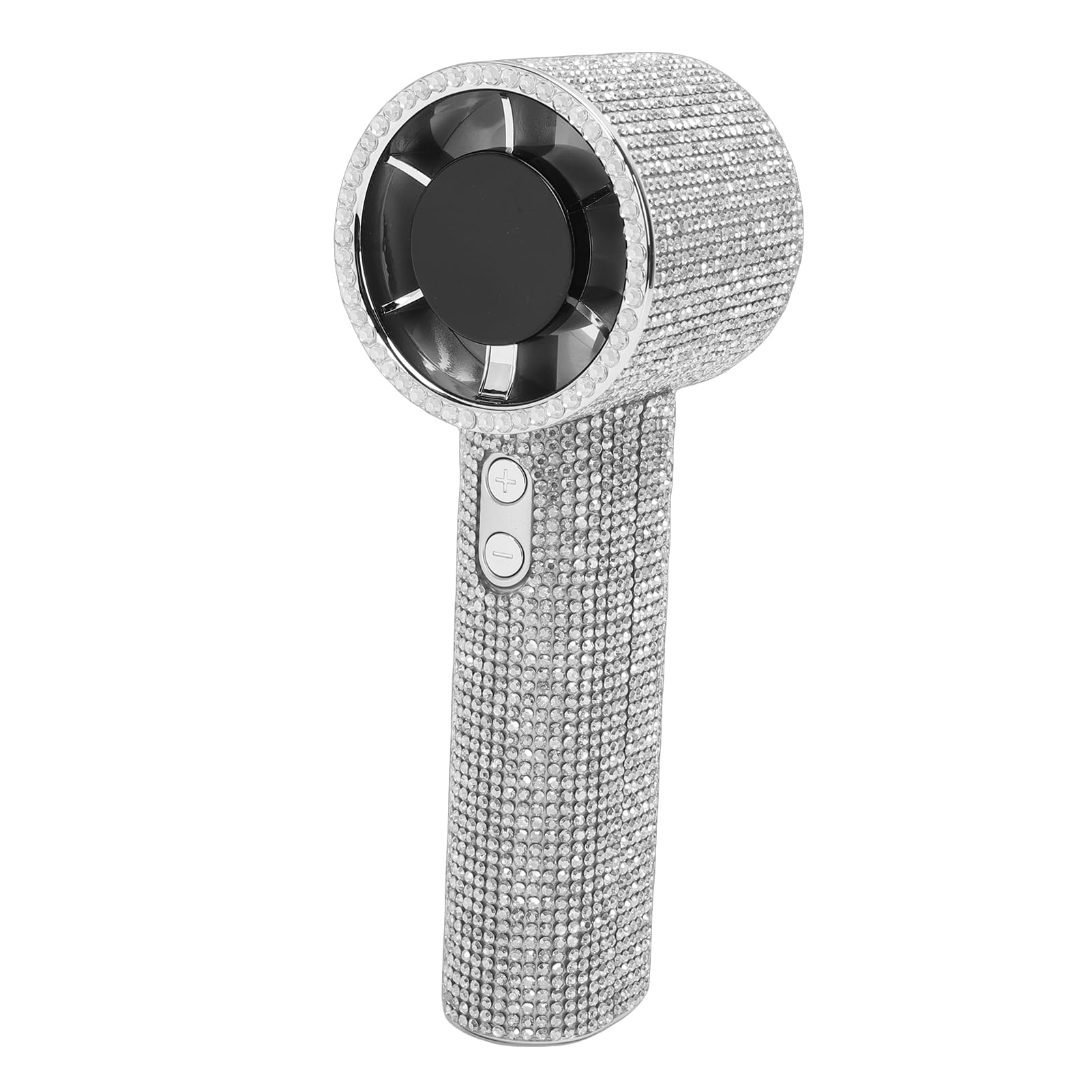 GOWENIC Stylish Rhinestone Handheld Fan Powerful Airflow Rechargeable Portable Turbo Fan for Vacation, Outdoor Gold (White)