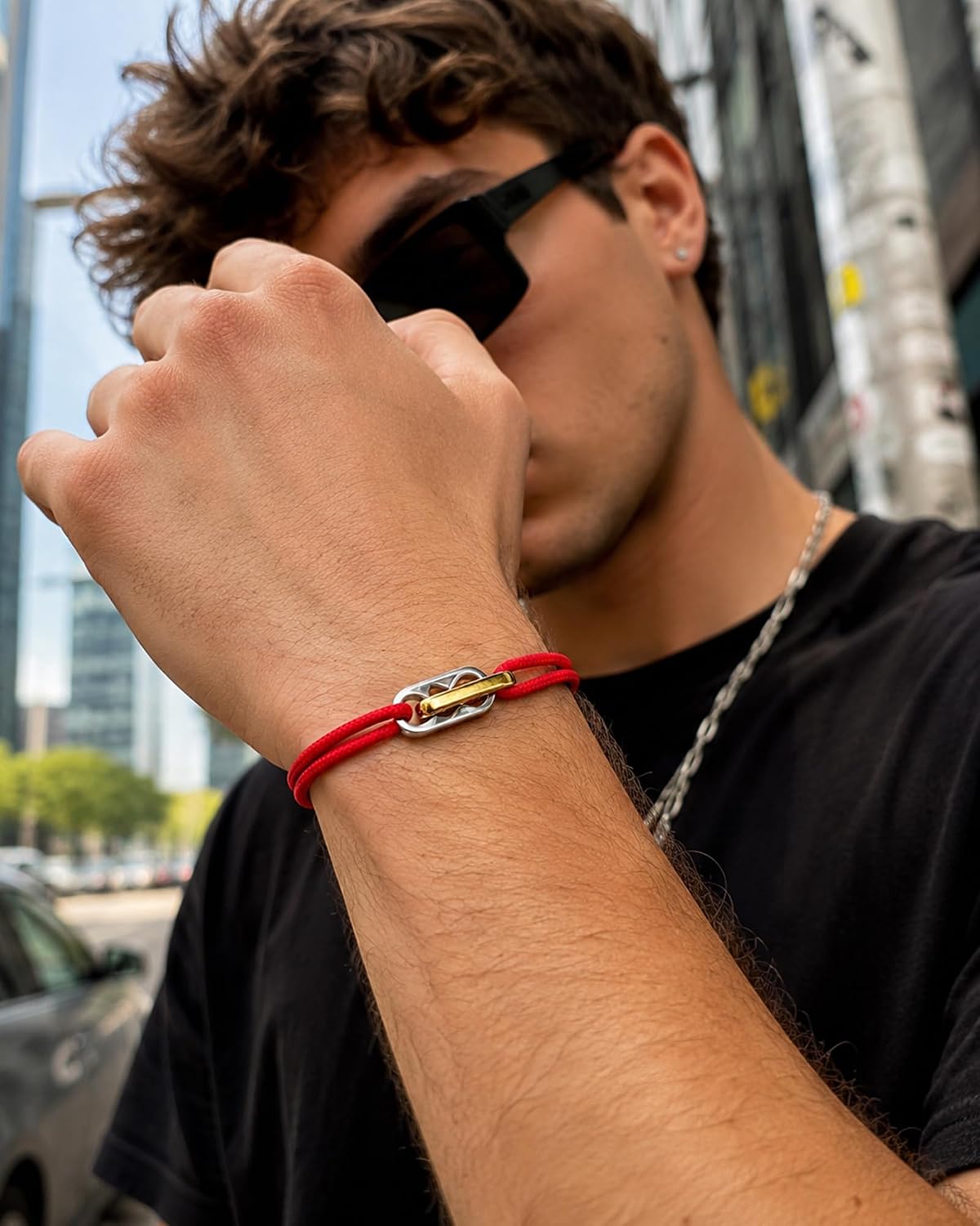 Black Orange Red String Bracelet for Men Women Cool Adjustable Unisex Two Tone Bracelet Surfer and Couple Jewelry Gift