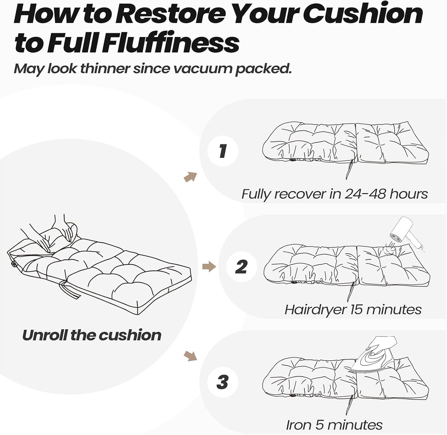 Crestlive 50x20x4 Inch Adirondack Chair Cushion, Outdoor Rocking Chair Cushions Water Resistant High Back Patio Chair Cushions Set of 2, Replacement Cushions，Beige