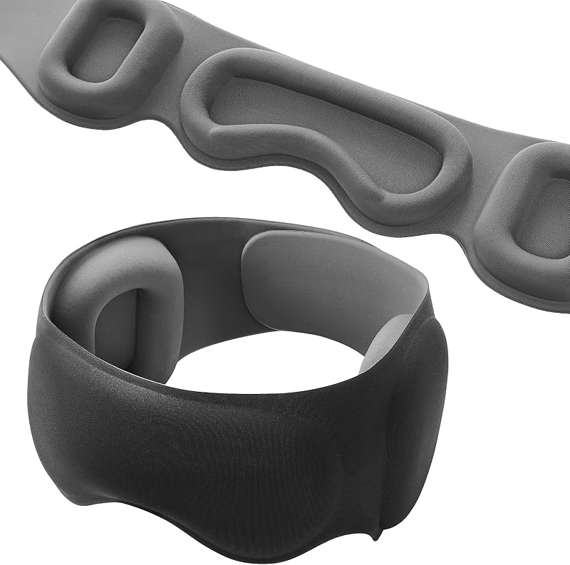 Weighted Sleep Mask, Blackout Eye Mask with Ear Cushions | Soft Ear Cushions for Noise Reduction, 4.05oz Glass Beads, 3D Deep Eye Cups for Travel, Meditation & Office Naps