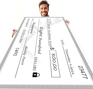 Oversized Checks 30" x 16" Reusable Giant Blank Check Big Checks,Fake for Presentation Dry