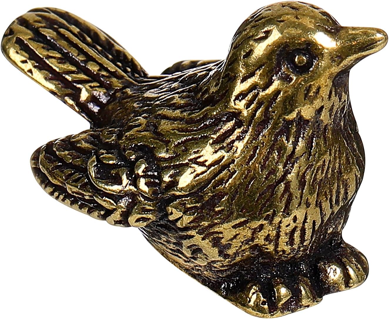 Retro Sparrow Figurine Small Brass Bird Statue 0.86X0.62X0.55In Vintage Desktop Home Decor Accent for Office and Living Room