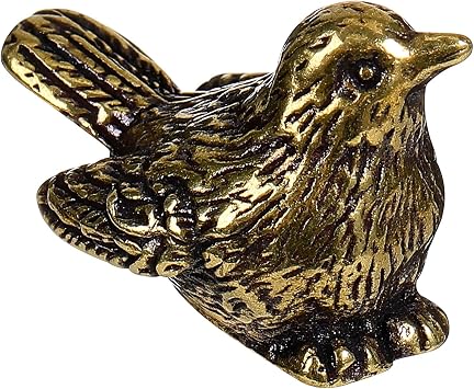 MAGICLULU Brass Sparrow Statue Retro Bird Figurine Mini Desktop Brass Statue for Home Office Shelf Car Decor Small Bird Ornament for Figurines Home Decor 0.86 X 0.62 X 0.55 in
