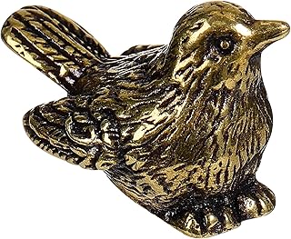 Mini Retro Copper Sparrow Statues, 1pc Vintage Feng Shui Brass Bird Figurine for Desk Decor, Small Brass Bird Statues for Tea Pets, 0.55x0.86In