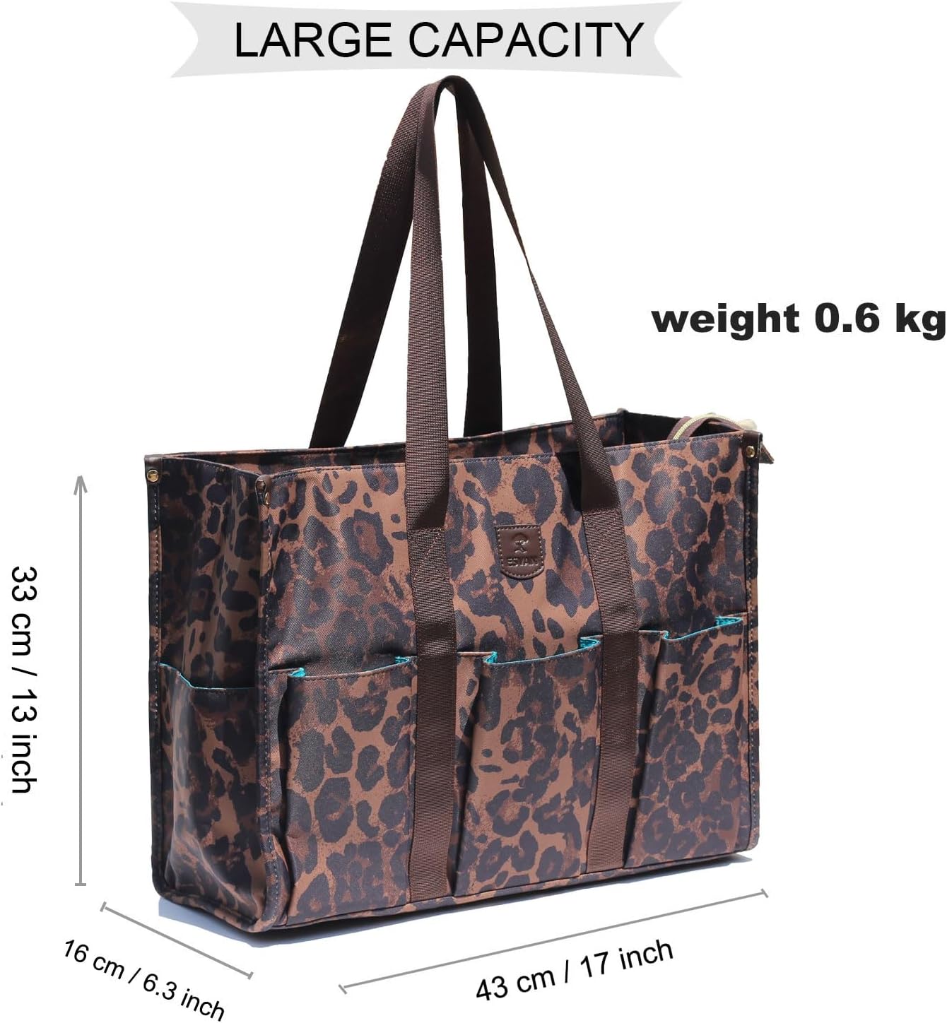 ESVAN Utility Tote Bag with Zip Top Waterproof Teacher Tote Bag for Teacher Work Women Beach - Image 2