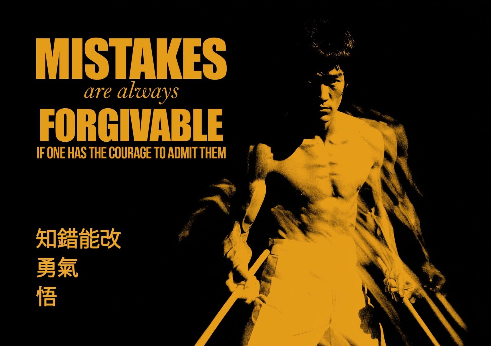 Wall Art Impact Martial Arts Bruce Lee Quotes Poster – Courage to Admit Mistakes | Great Gift 【Photo Paper】