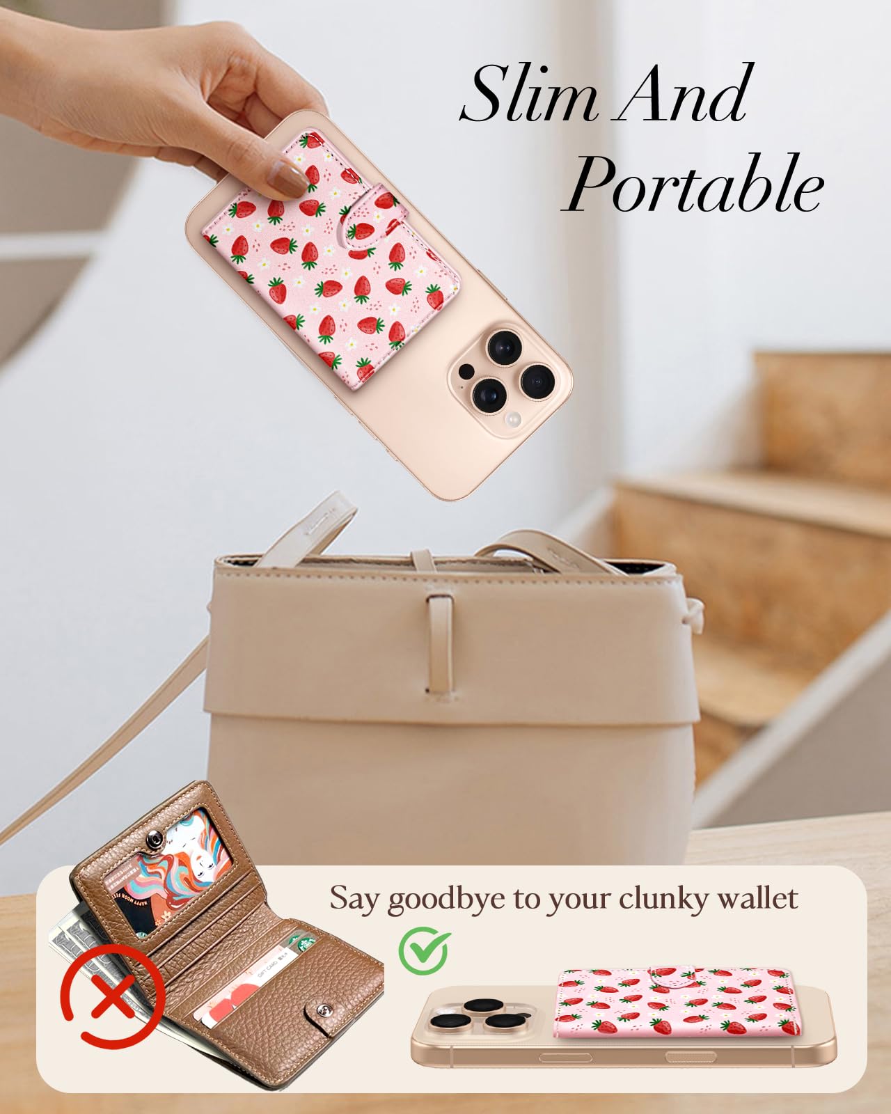 Shorogyt Magnetische Handy-Brieftasche, kompatibel mit Magsafe-Kartenhaltern, luxuriös, schlankes Leder, für Damen, passend für 4 Karten, für iPhone 17/16/15/14/13/12 Serie für Apple RFID-Magnet