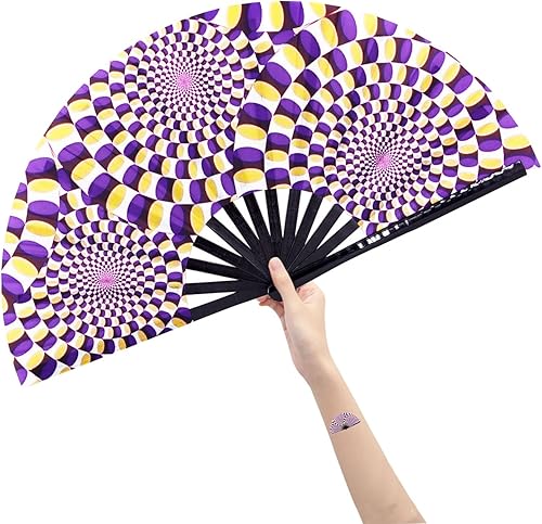 Amajiji Abanicos plegables de mano grandes, ventilador plegable de bambú de 13 pulgadas para mujeres y hombres. Diseño exquisito para fanáticos de