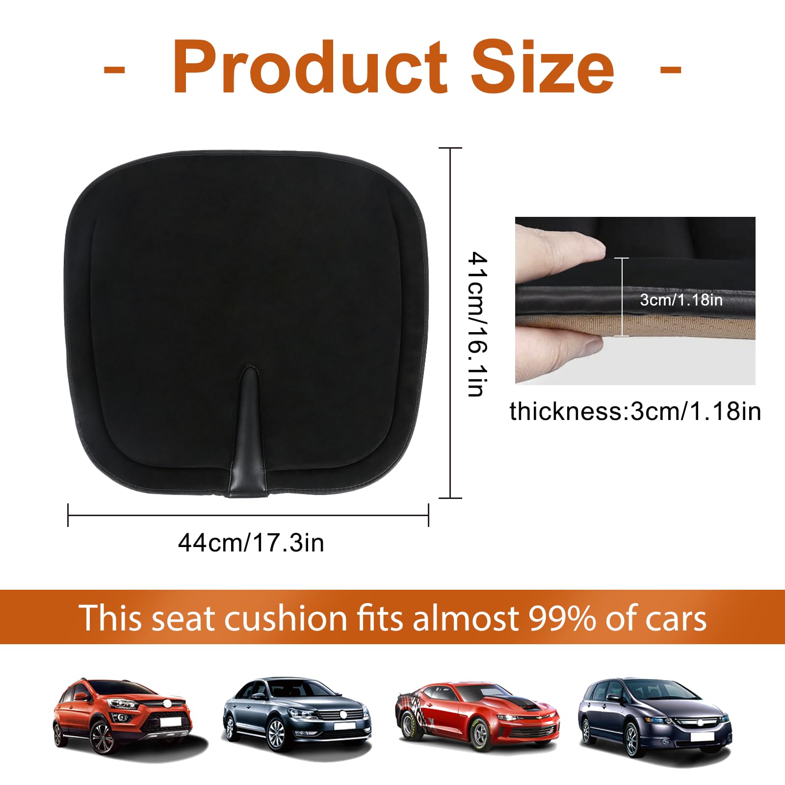Cuscino Sedile Auto In Pelle Nappa - Antiscivolo, Traspirante, Con Memory Foam, 48x47cm Universale - Foto 5