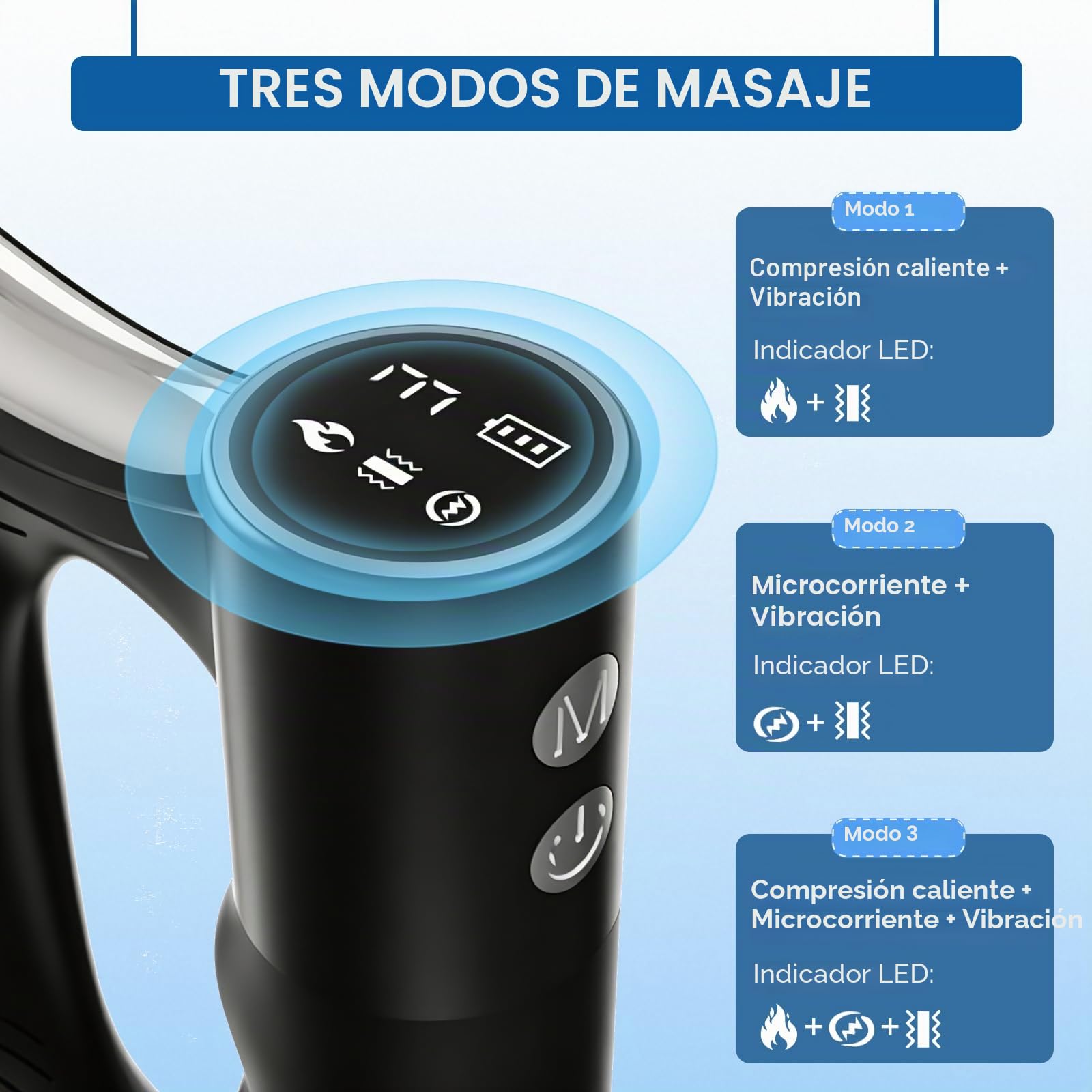 Electro Muscle Scraper Herramienta, Fascia cuchillo masajero con 3 niveles de calefacción, portátil 3 modos microcorriente Gua Sha masajero, cuerpo completo alivio para el hombro (Negro)