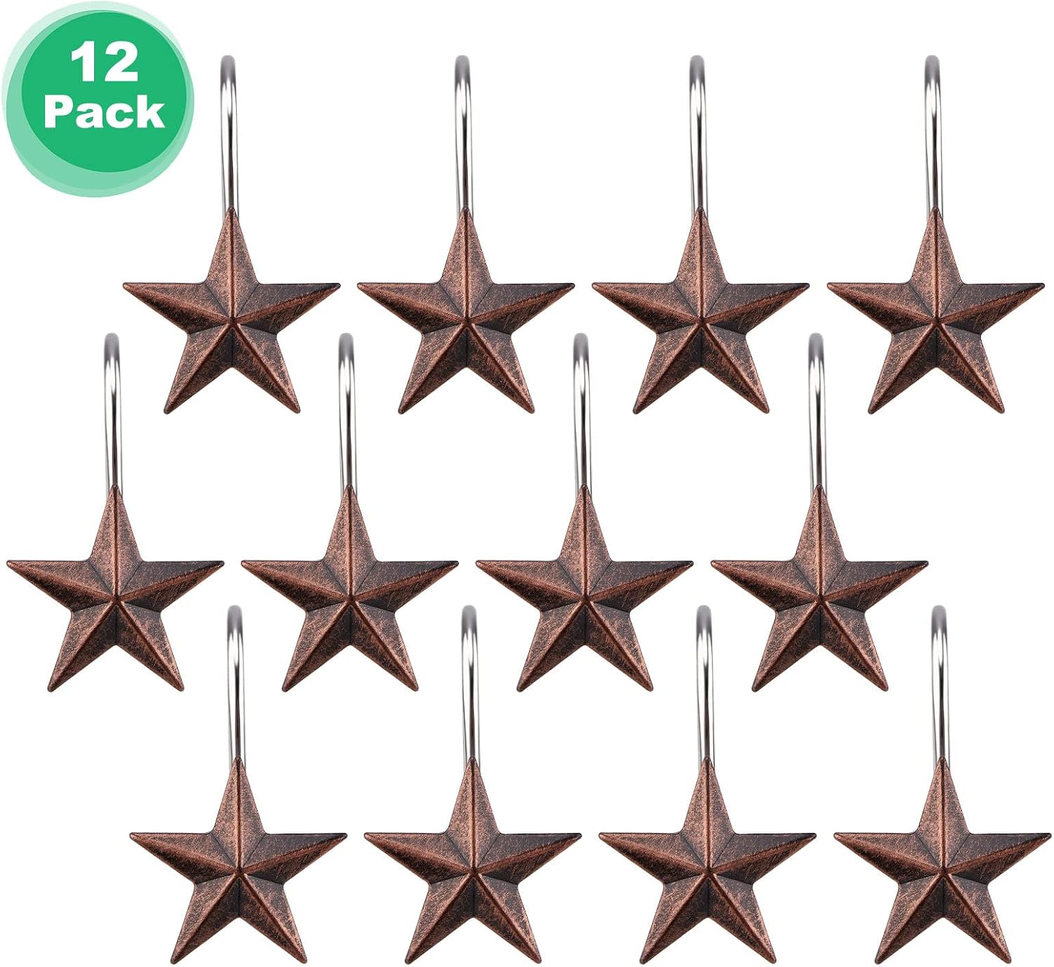 Shower Curtain Hooks, AGPtek 12PCS Anti Rust Decorative Resin Hooks for Bathroom, Baby Room, Bedroom, Living Room Decor (Star)