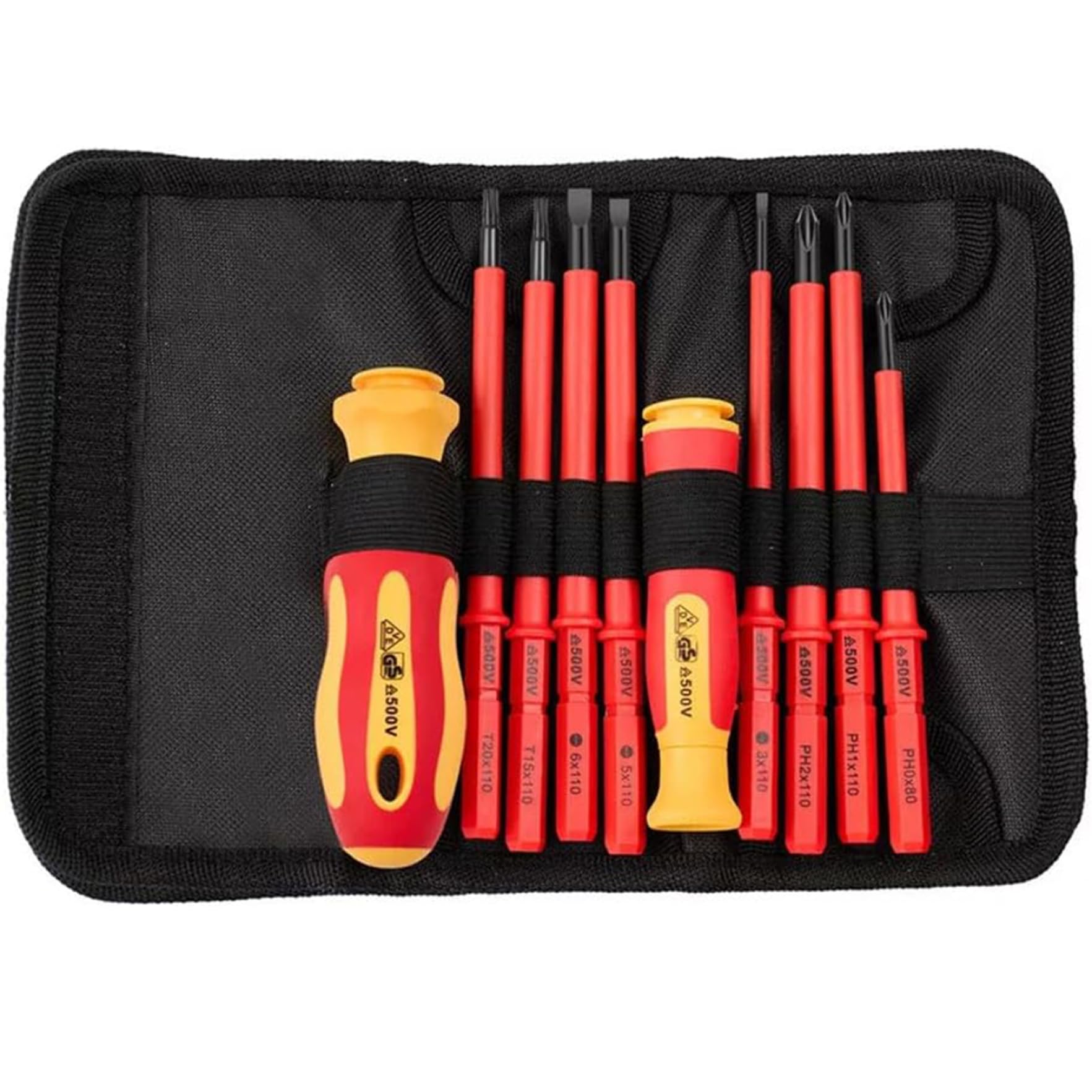 10PCS Electricians Tools Set, Interchangeable Electrical Screwdriver Sets, Insulated Screwdriver Sets, High Hardness Set Electric for Electrical, Home and DIY Projects Posiioning Squares