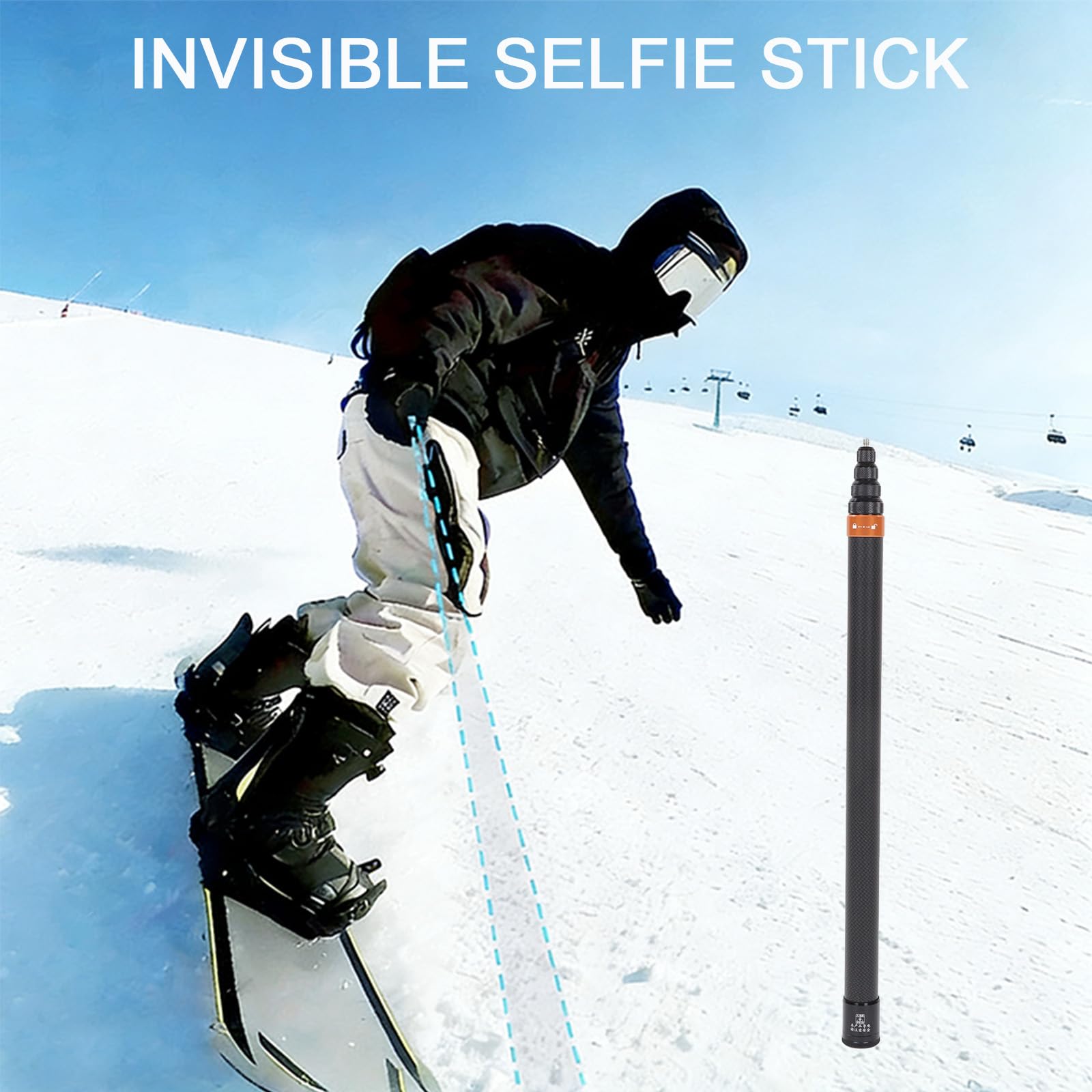 Bastone per selfie invisibile per One RS, per GO 2, ONE R, ONE X, 3 metri