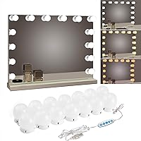 SICCOO Hollywood Style LED Vanity Mirror Lights - 14 Dimmable Bulbs, 3 Color Modes, USB Powered, Easy Stick-On Install Kit