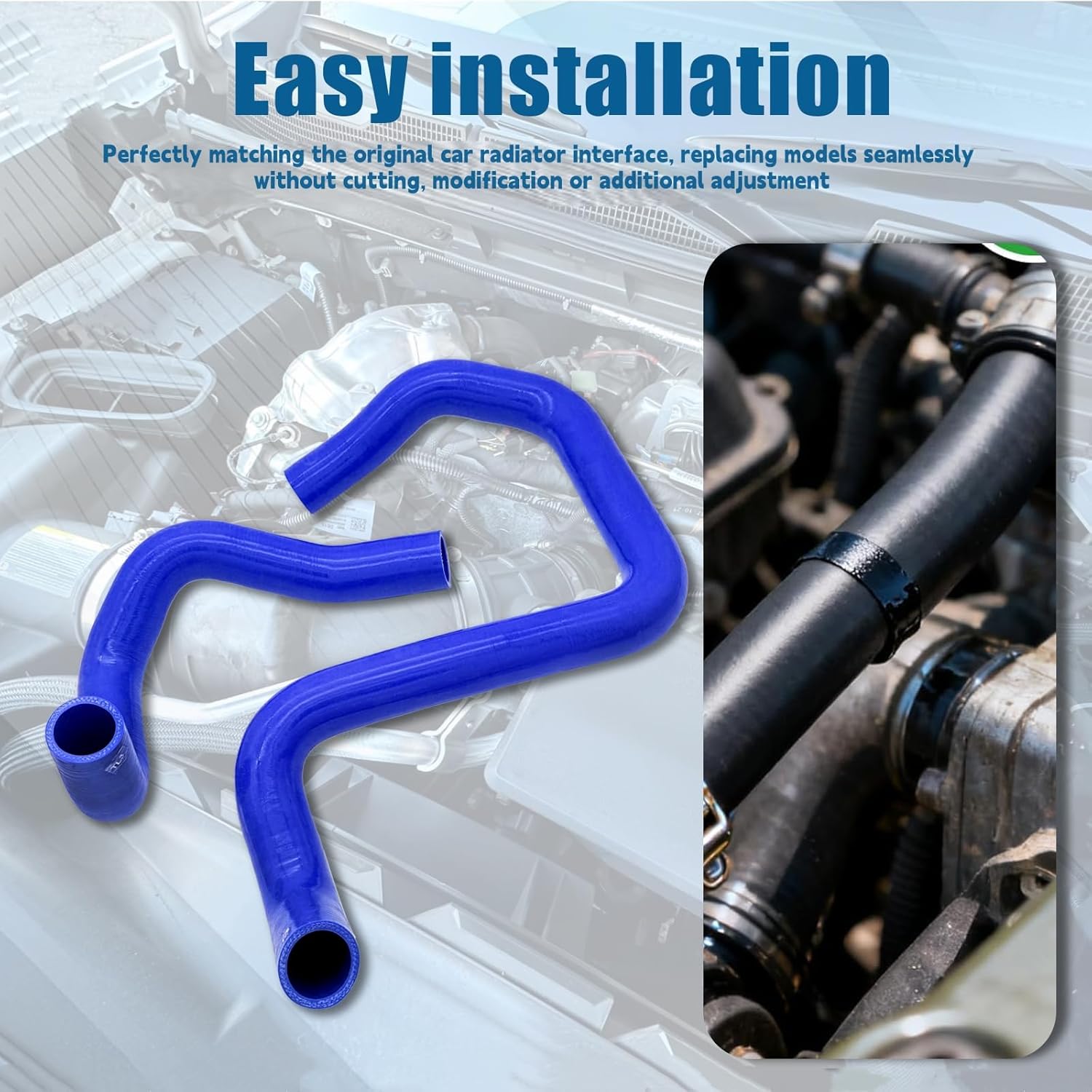 55111395AE 55111394AC Upper and Lower Radiator Coolant Hose Fit for Jeep Wrangler 2012-2018 (Blue)