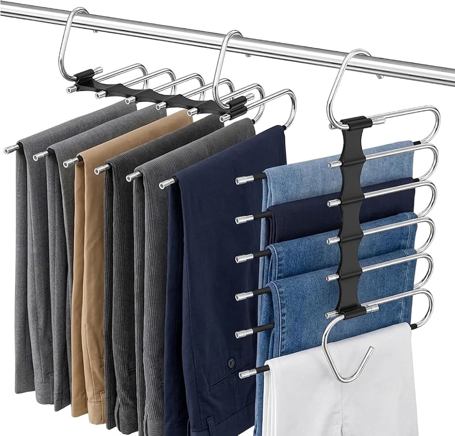 2 Pack Pants Hangers Space Saving - Multi Layer for Jeans Trousers Leggings