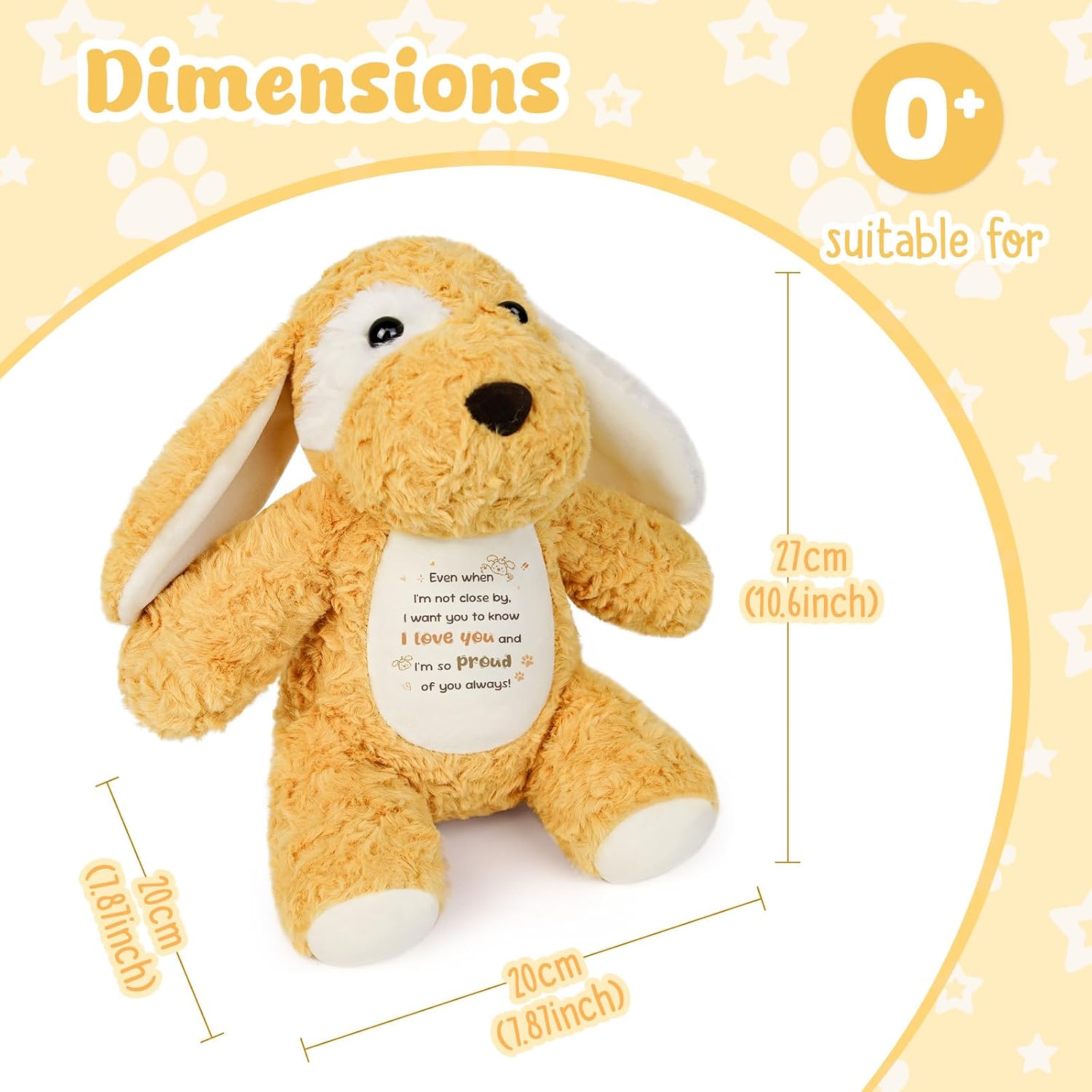 Condition photo showing New/Like New for soft puppy dog stuffed animal with positive affirmation message | son daughter gifts from mom dad, long distance back to school birthday gifts for kids women daughter son grandkids