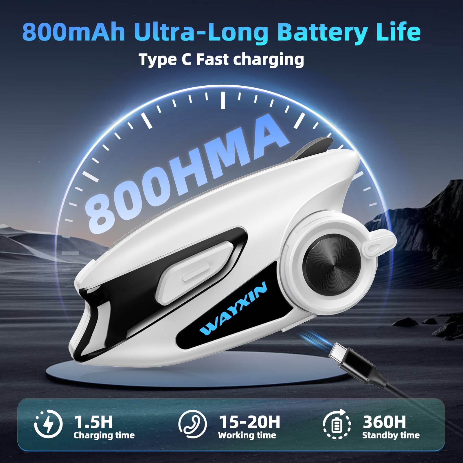 X6S - Intercom per moto, sistema intercom integrato, doppio chip per cuffie multitasking audio, per fino a 8 moto, con HiFi/musica condivisa/FM/AI linguaggio sci/ciclismo