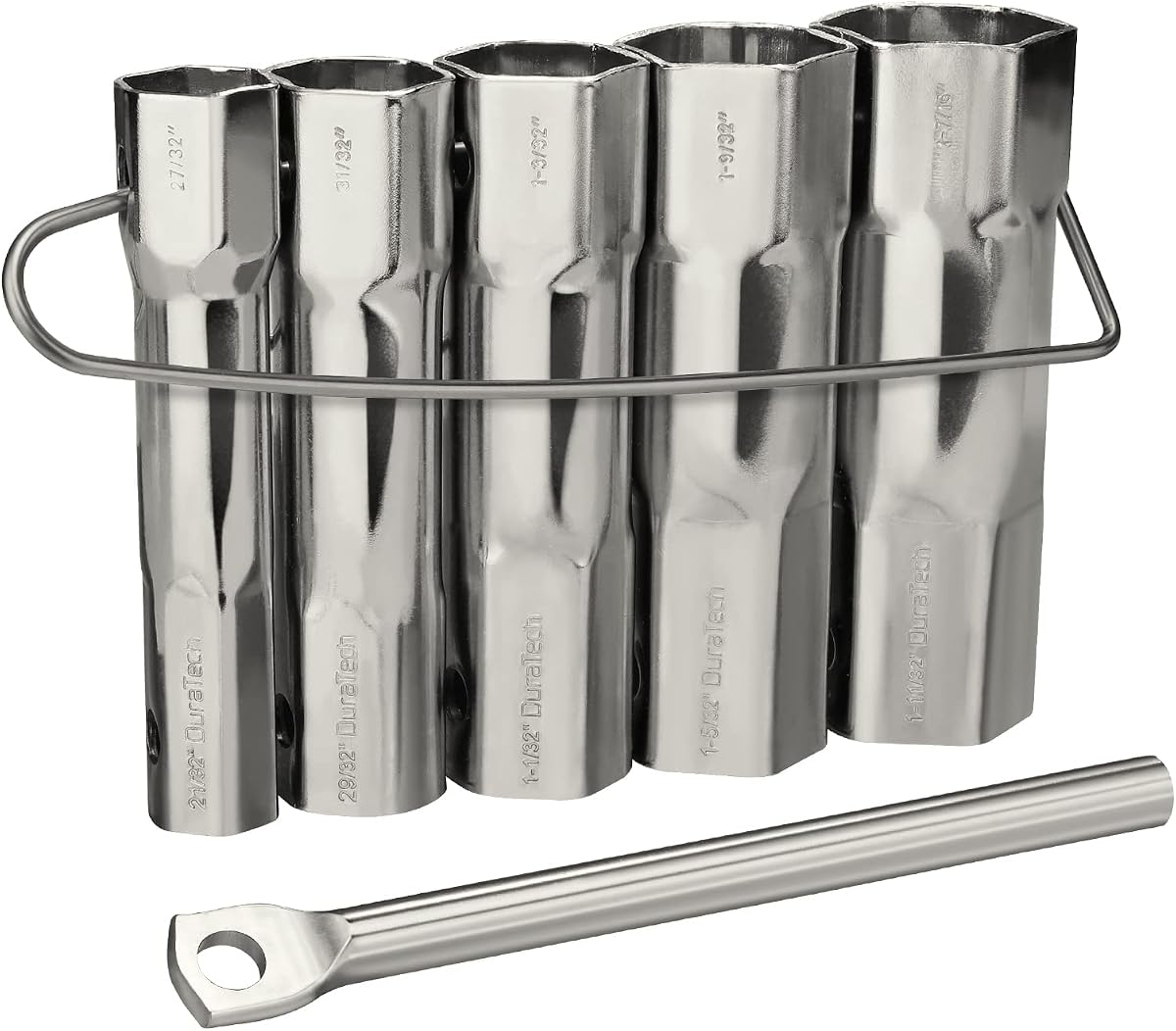5-Piece Shower Valve Socket Wrench Set with Bar Handle, SAE | 21/32"x27/32", 29/32"x31/32", 1-1/32"x1-3/32", 1-5/32"x1-9/32", 1-11/32"x1-7/16", For Removing Tub & Shower Valve