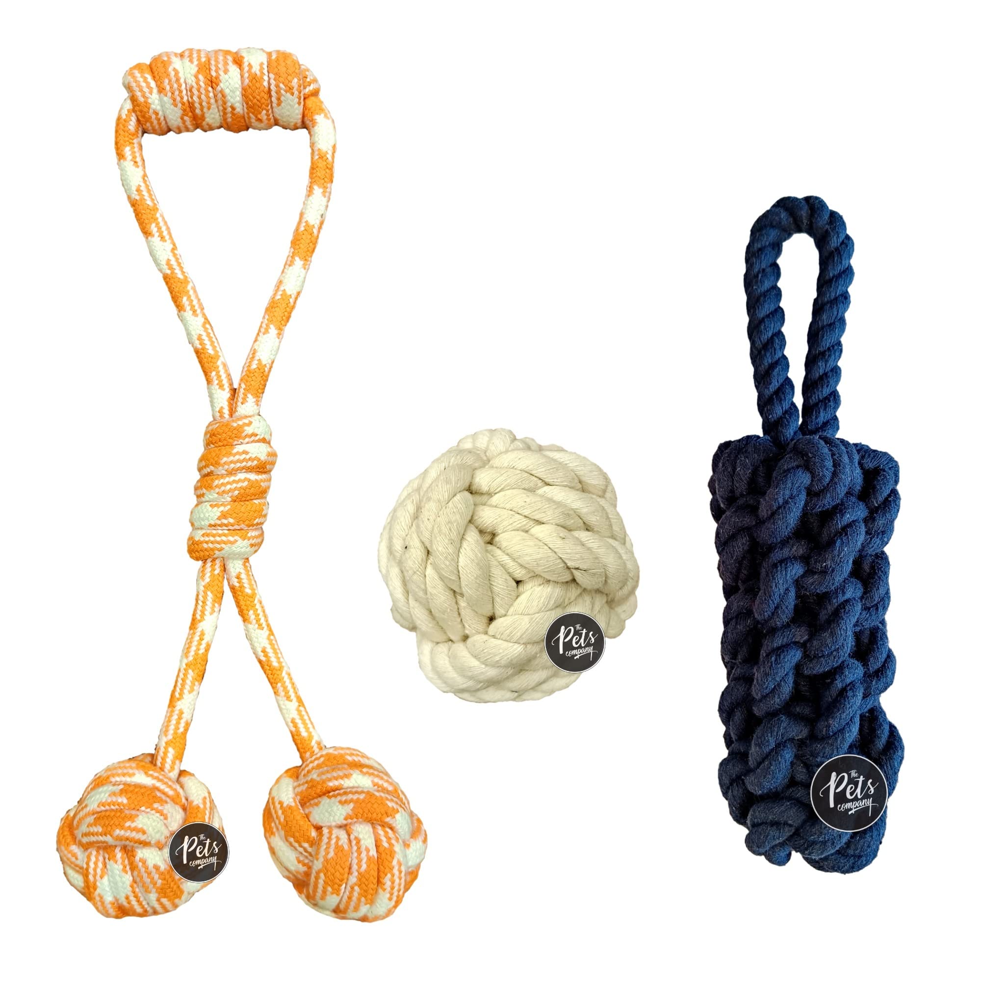 The Pets Company Dog Toys for Adult Dog, Teeth Cleaning & Training (Natural Tug + Natural Ball + Tug with 2 Balls), Dog Rope Toy Combo of 3 for Medium & Large Dogs (B0BQGMN17F) Amazon Price History, Amazon Price Tracker