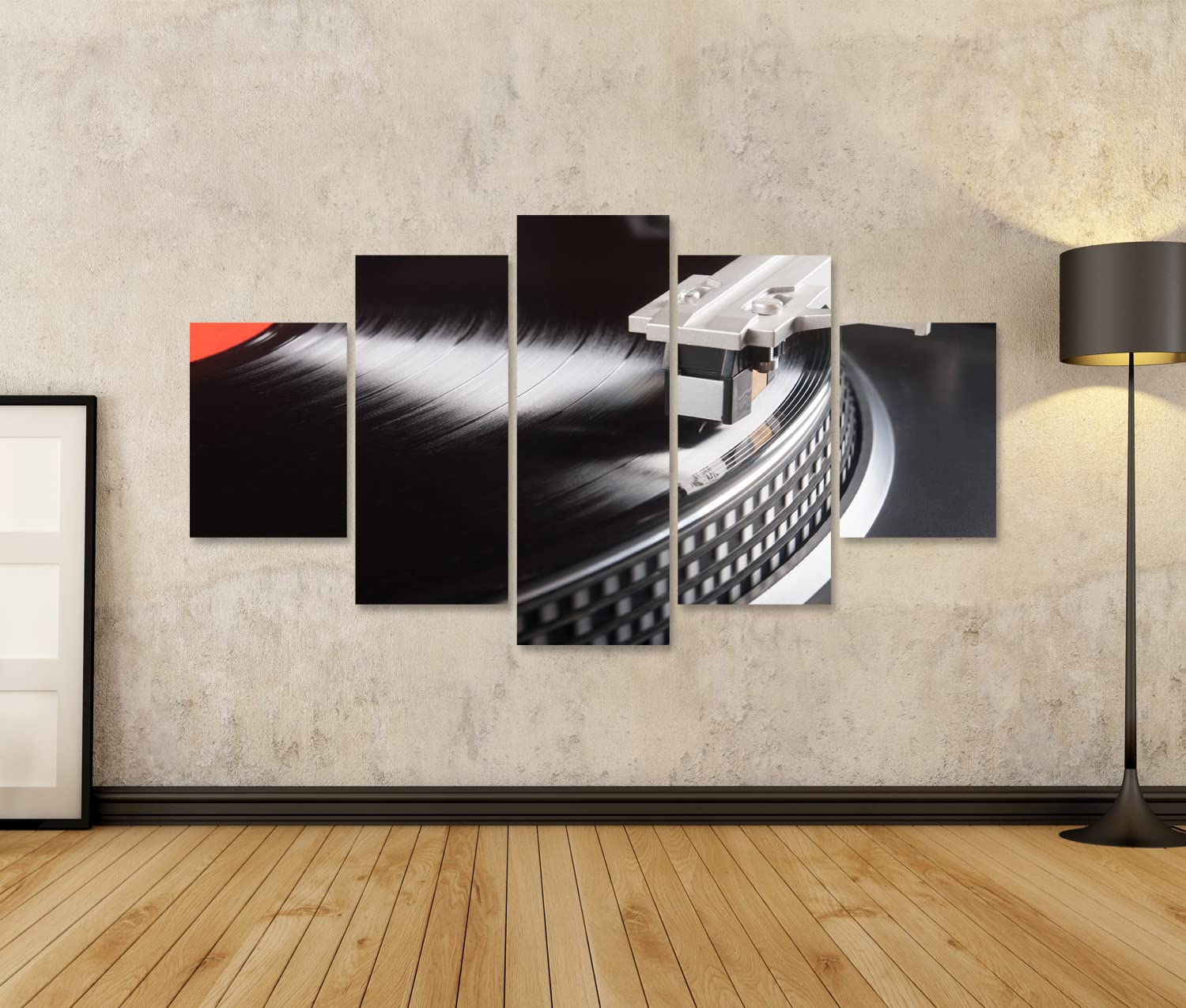 Islandburner Tableau Toile – Tourne-disque Vintage Avec Vinyle – Affiche Murale 80x40 Cm – Décoration Salon
