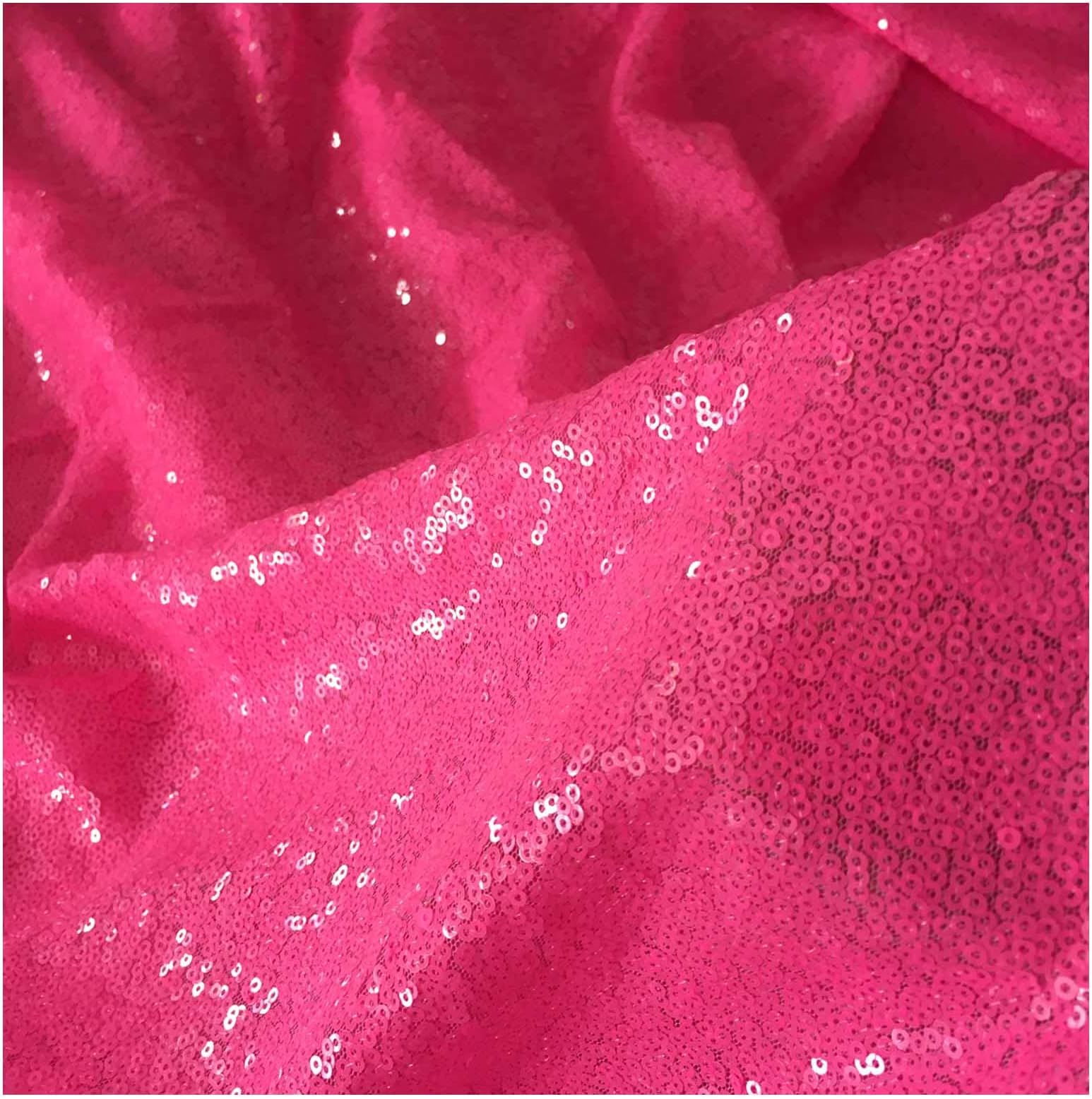 Neon Pink Sewing Sequin Fabric Sequin Lace Fabric Sold by The Yard for Costumes Sequin Knit Fabric, Tablecloth, Table Runner, Sequin Backdrop Wedding Dress Decorations(1 Yard) (Neon Pink, 1 Yard)