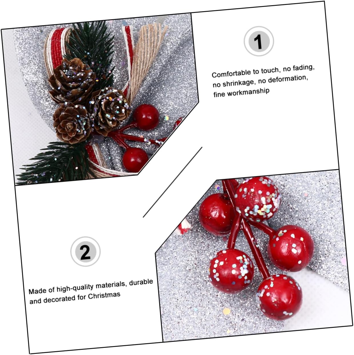 Didiseaon 8pcs Christmas Tree Bow Decorations Glitter Pine Cone Ribbon Ornaments for Holiday Home Decor Festive Tree Accessories for Weddings Parties and Seasonal Celebrations