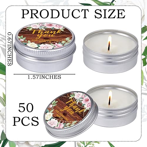 Miniatura 4 de MTLEE 50 velas perfumadas de lavanda para boda, regalo de viaje, lata de cera de soja, velas de aromaterapia para despedida de soltera, rústicas,