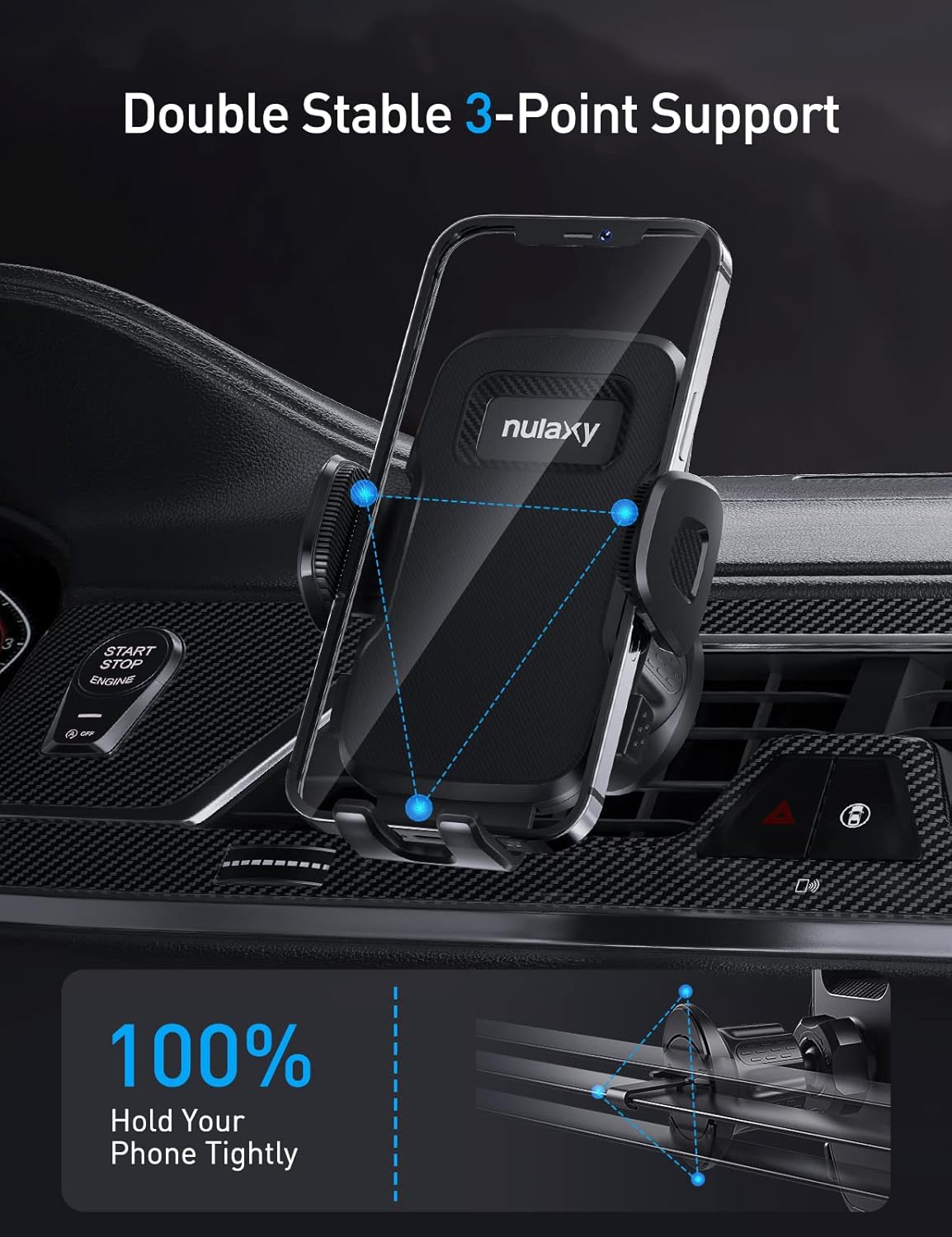 Nulaxy Bluetooth FM Transmitter , Enhanced Mic Aux Bluetooth Adapter for Car W 1.8” Color Screen & Nulaxy 2022 Upgraded Vent Friendly Car Phone Holder Mount : Electronics