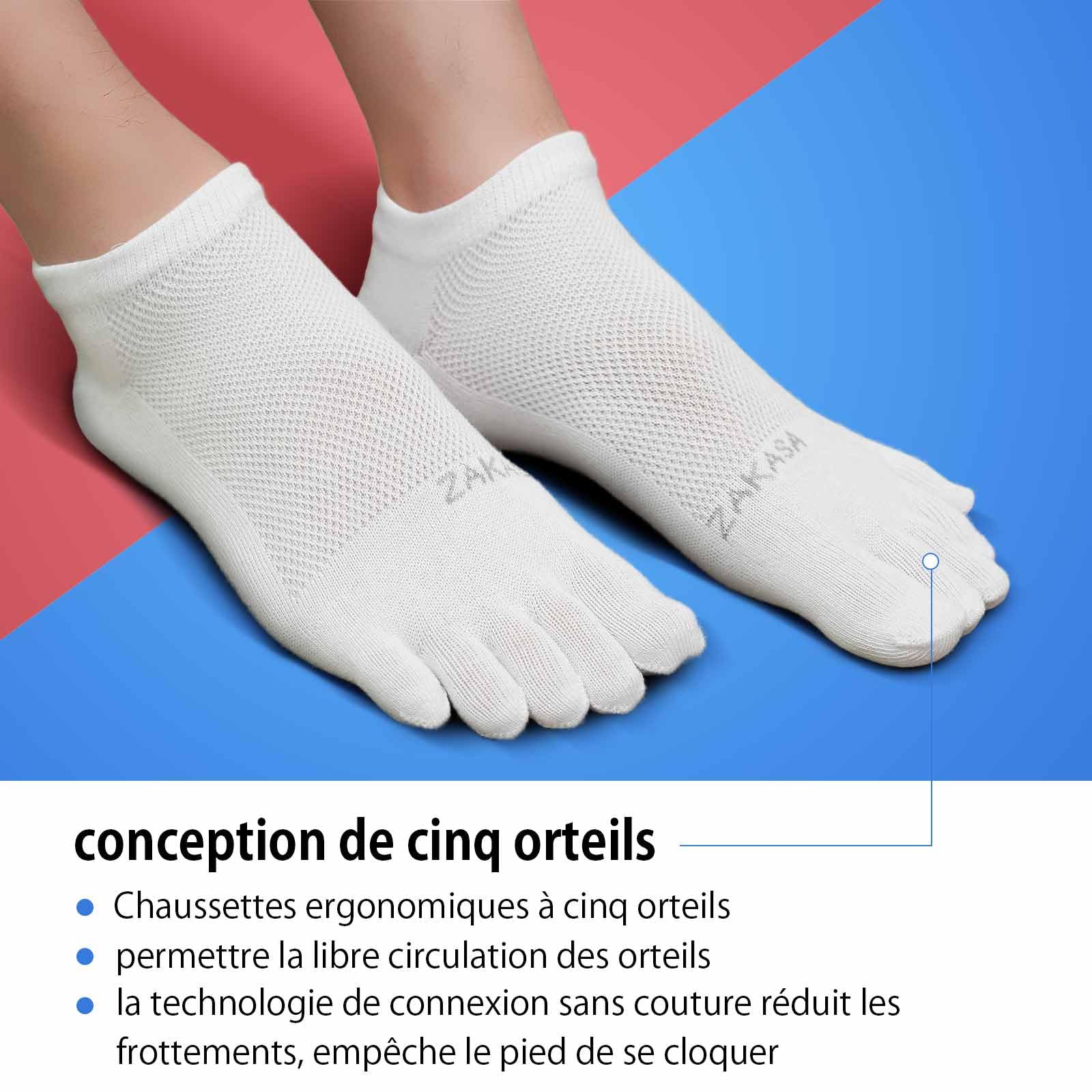 PUTUO Chaussettes à Doigts de Sport pour Homme: Chaussettes de Sport en Cotton à 5 Orteils pour Homme Courtes Socquettes de Sport Respirantes avec Cinq Doigt de Pied 5 Paires
